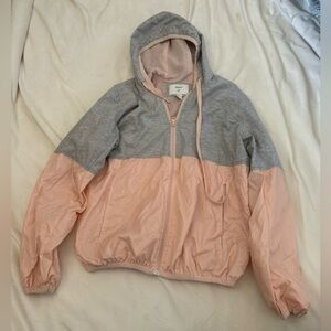 FOREVER 21 Gray and Peach Hooded Wind Jacket Ladies Size Small